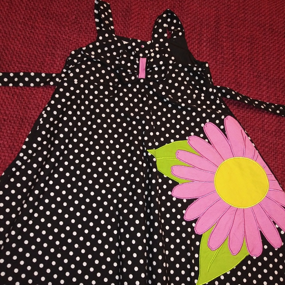 Bonnie Jean black\ white polka dress w flower